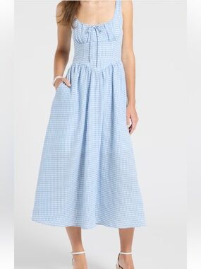 Workshop Republic Clothing Tan and White Striped Midi Dress-Style Skirt